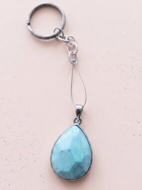 Genuine Stone Howlite Fashion Keychain | Boho Charm Keychain